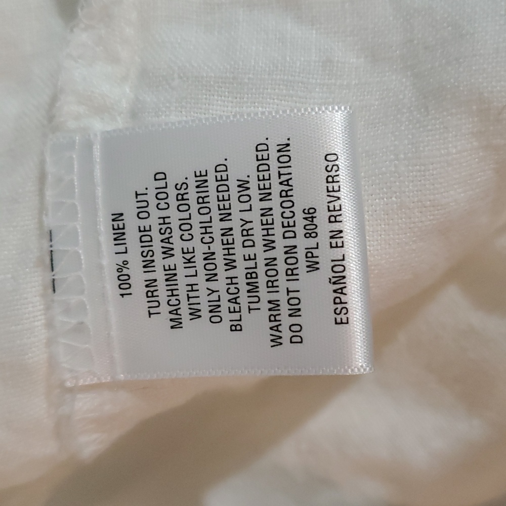 JM Collection White Button-Up 100% Linen Shirt with Gold Accents, Size 10 - Picture 5 of 6